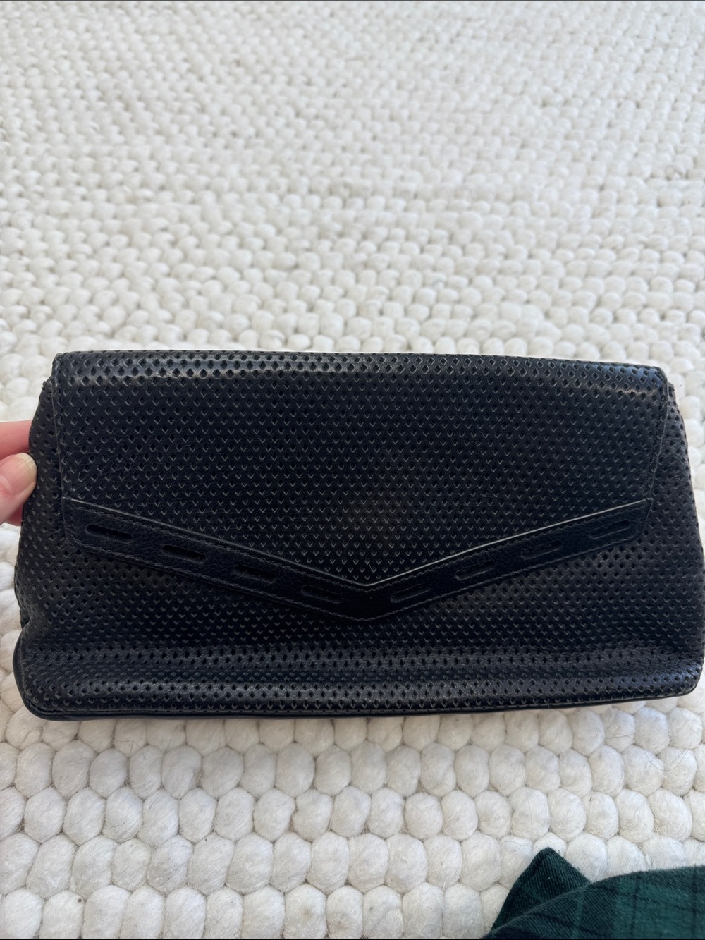 Rebecca Minkoff Black Perforated Leather Envelope Clutch